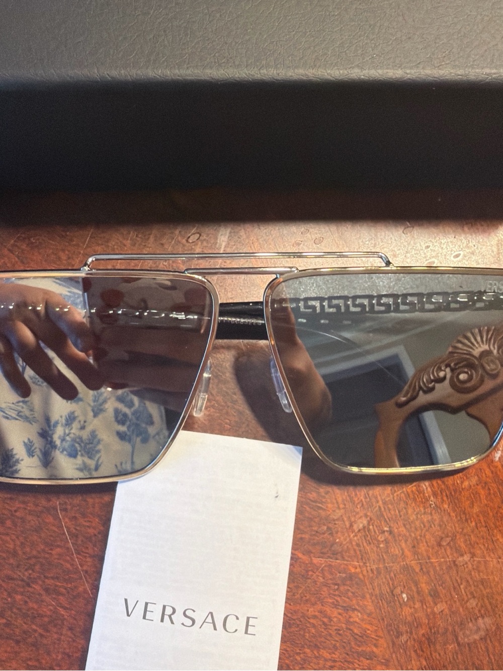 Versace Gold Metal Aviator Sunglasses with Brown Lenses